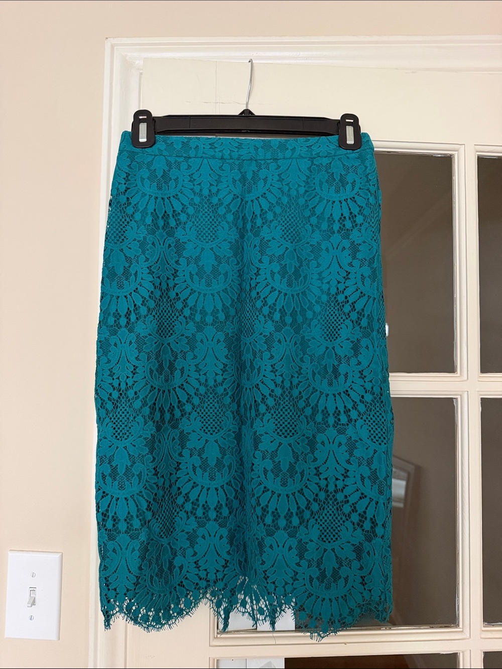 bebe Teal Lace Midi Skirt